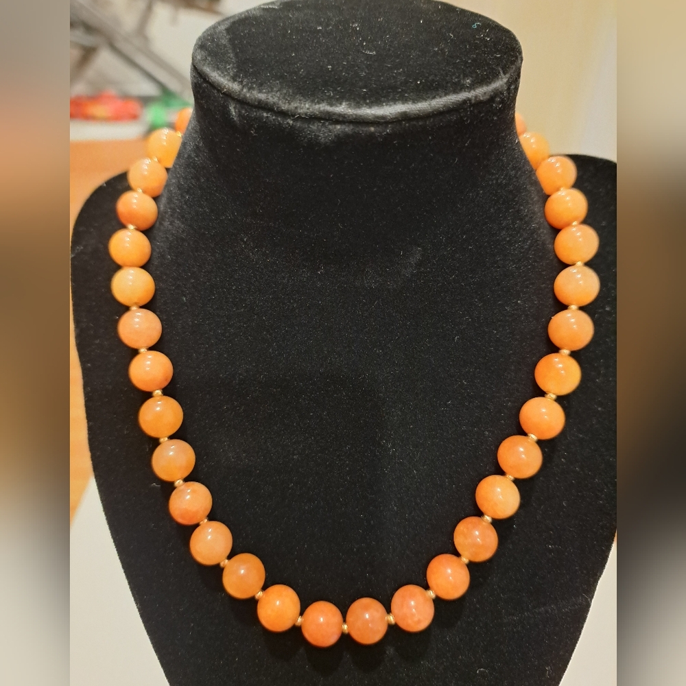 Handcrafted Elegant Orange Beaded Necklace